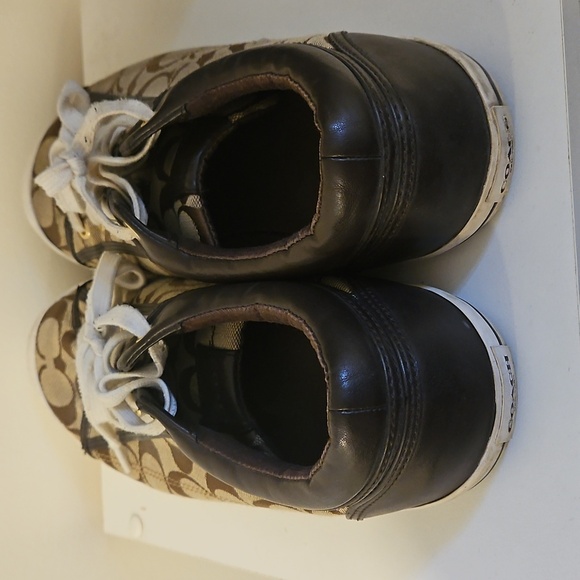 Coach Womens Low Top Signature Canvas Shoes Khaki Mahogany Size 11 lace up - Picture 3 of 8